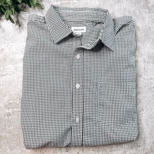 Haggar Black and White Buffalo Check Button Down Shirt Size Medium